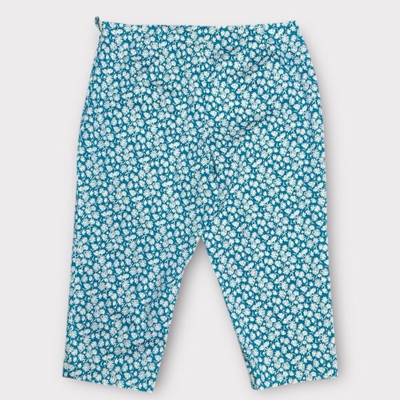 Josephine Chaus Womens 18 Lazy Daisy Blue Capri High Waisted Pant Summer Vacay - Picture 2 of 10